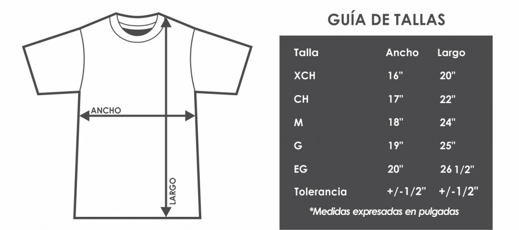 tabla de medidas tallas joven