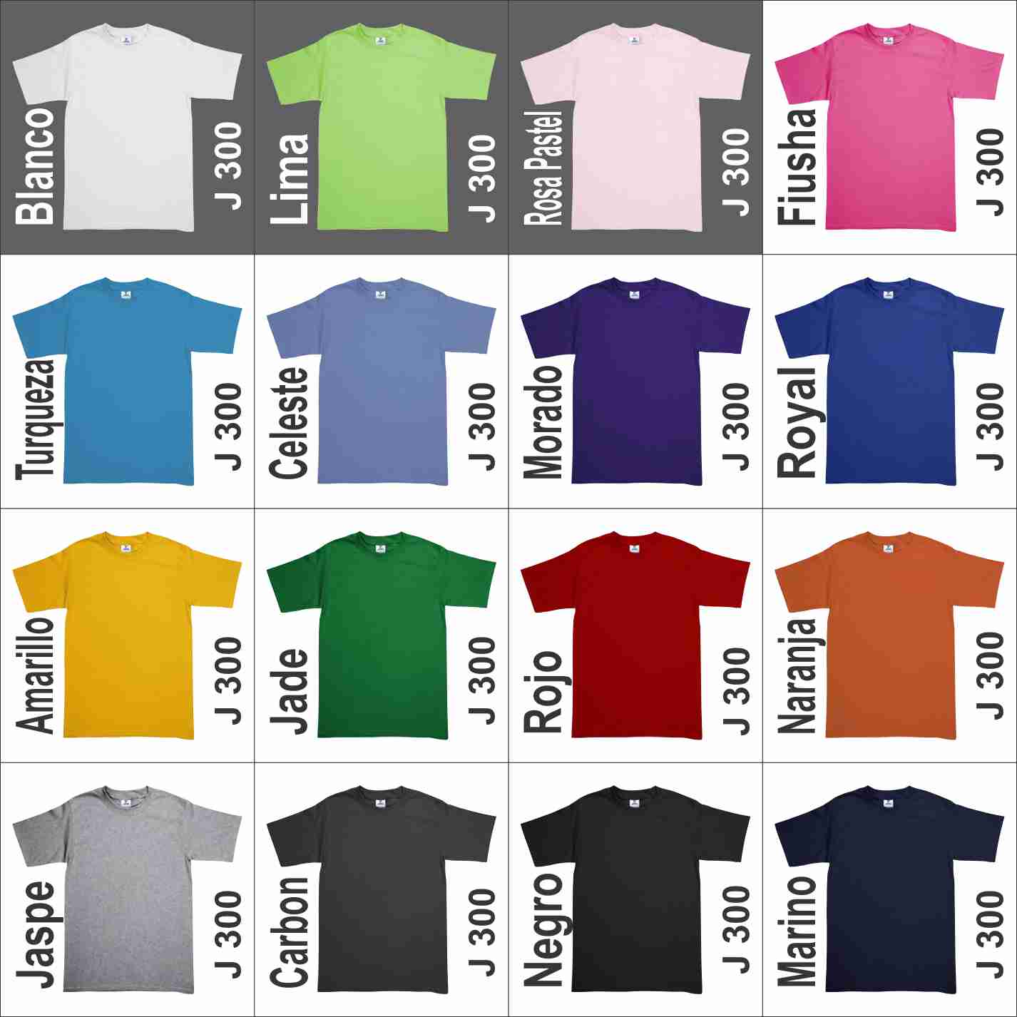 Playera Yazbek Peso Completo Joven J300 Colores Mega Impresiones y Bordados
